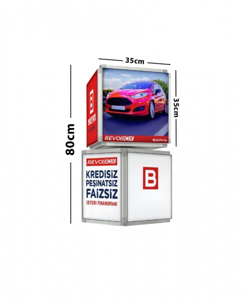 RevoBox RSD208 Işıklı 360° Dönen Tabela Duvar Tipi 2 Katlı Lightbox (Ledbox) 32x80cm