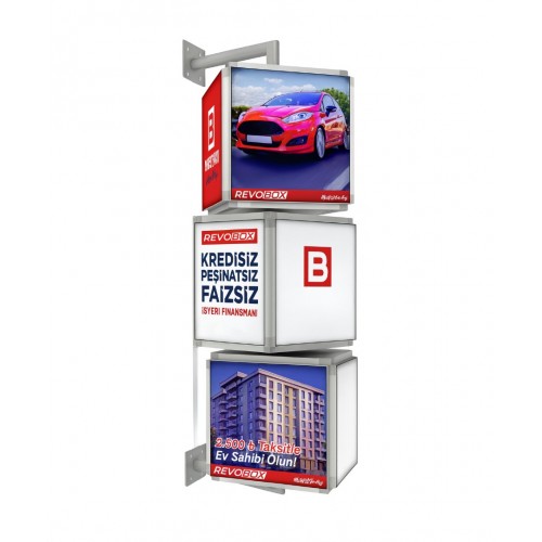 Revobox RSD312 32x120cm duvar tipi 3 katlı 12 yüzeyli dönen ledbox