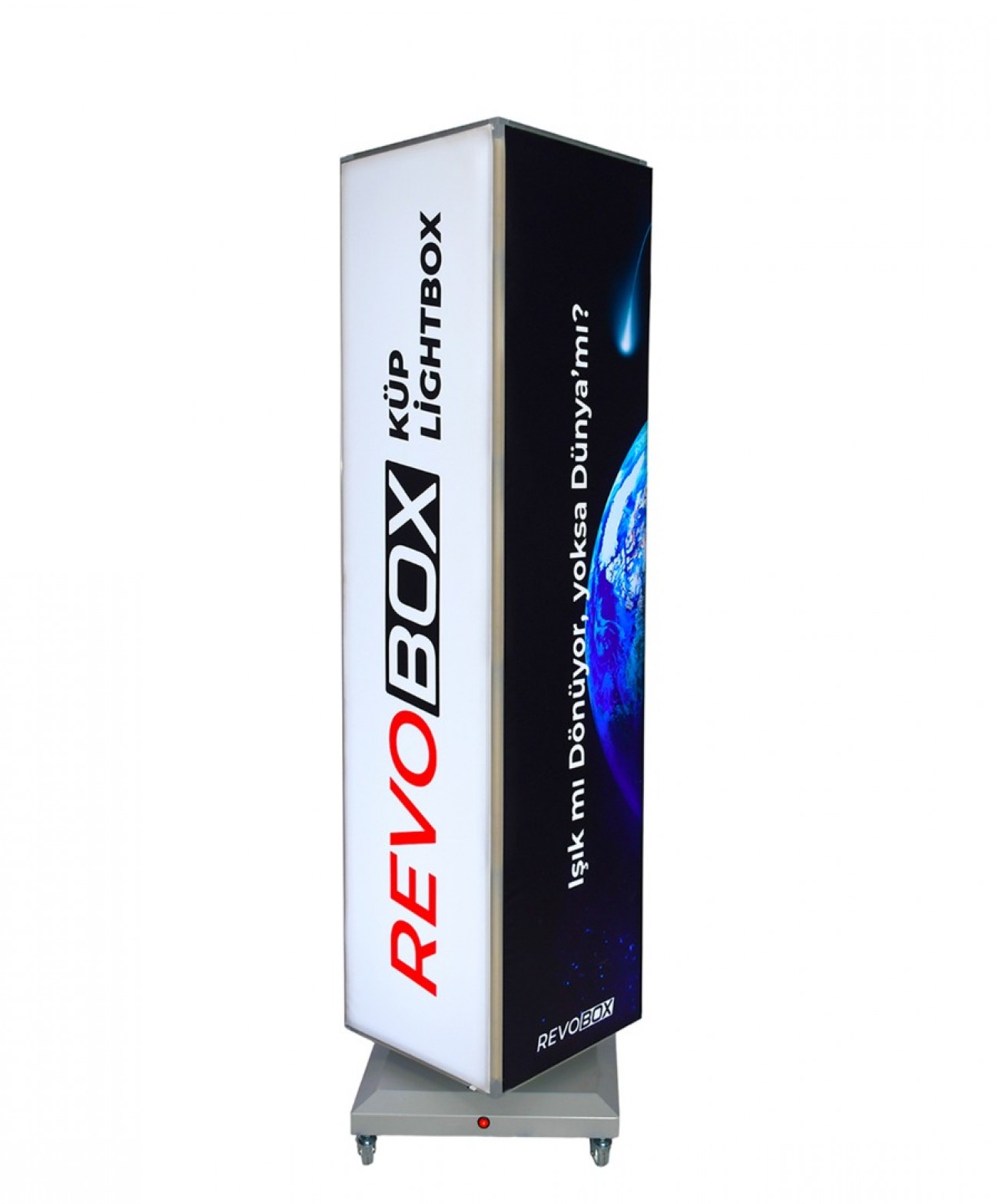 RevoBox RS118 180 cm dört yüzeyli döner reklam totemi