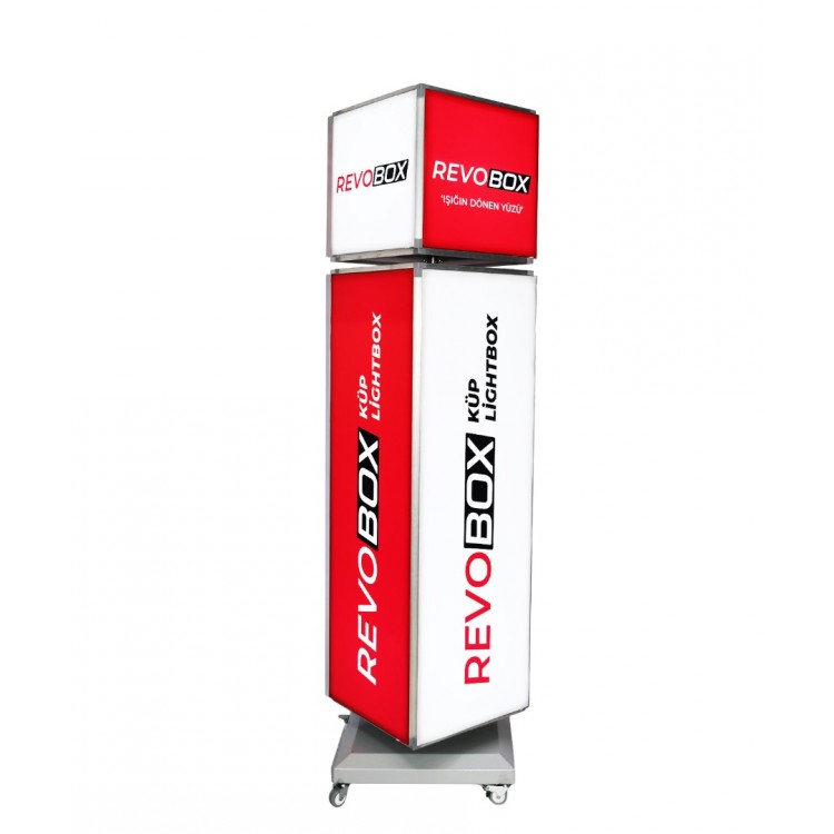 RevoBox RS218 Işıklı 360° Dönen Tabela Lightbox (Ledbox) 2 Katlı 40x180cm