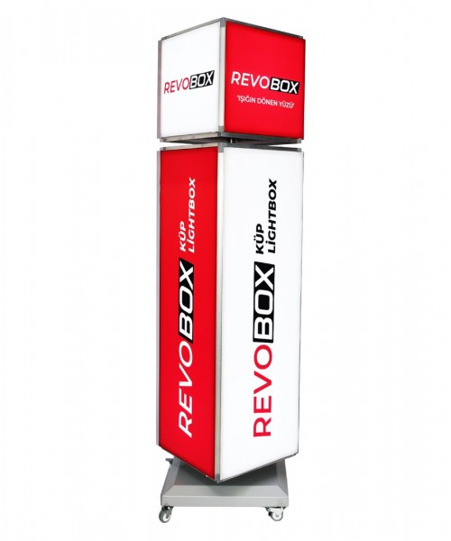 RevoBox RS218 Işıklı 360° Dönen Tabela Lightbox (Ledbox) 2 Katlı 40x180cm