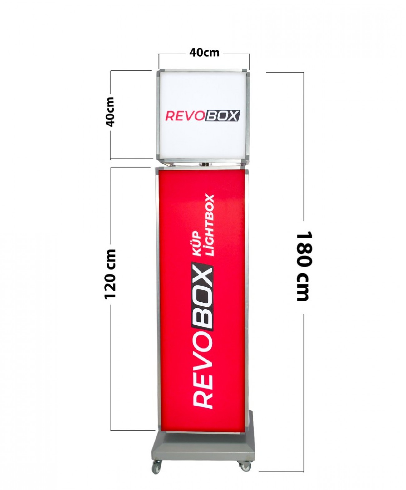 RevoBox RS218 180 cm toplam yükseklik üst ve alt modül ölçüleri