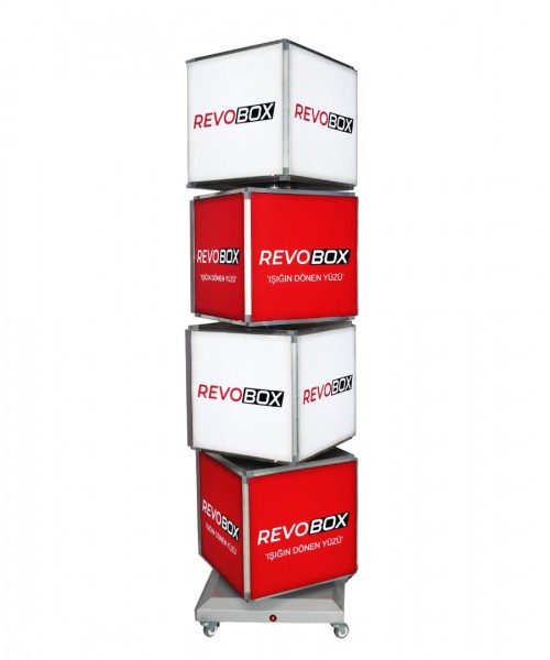 RevoBox RS419 Işıklı 360° Dönen Tabela Lightbox (Ledbox) Plus 4 Katlı 40x190cm