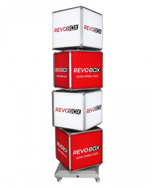 RevoBox RS419 Işıklı 360° Dönen Tabela Lightbox (Ledbox) Plus 4 Katlı 40x190cm