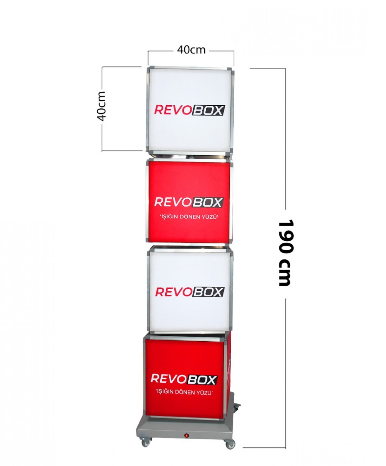 RevoBox RS419 190 cm yükseklik ve dört katlı modül ölçüleri