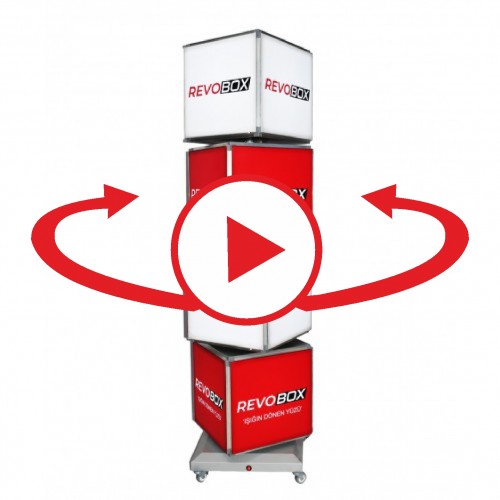 Revobox RS419 4 katlı 16 yüzeyli 360 derece dönen ışıklı ledbox reklam kulesi